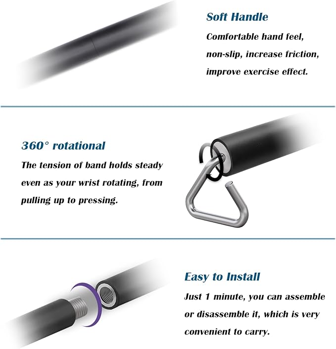 Resistance Band Bar, 26.4in or 39.4in, Workout Bar for Fitness, Portable Weightlifting Training, Suit for Home Exercise, Resistance Band Training