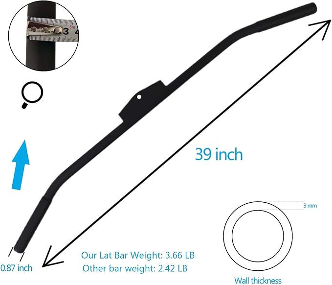 Cable Machine Lat Pulldown Attachments - 29/39/48 Inch Wide Grip Bar with Non-slip Handle for Home Gym Tricep Training