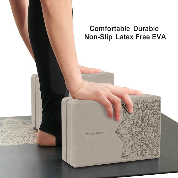 nuveti Yoga Blocks Set of 2, High Density Yoga Brick Foam Blocks to Improve Strength, Flexibility and Balance Brick Foam Blocks