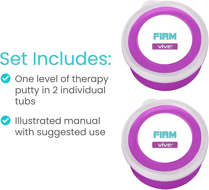Vive Therapy Putty For Adults, For Hand Therapy (2 Pack) - Occupational Sensory Stress Relief Tools - for Physical Exercise, Finger Pain, Grip Strength, Rehab, Arthritis, Forearms, Fidgeting