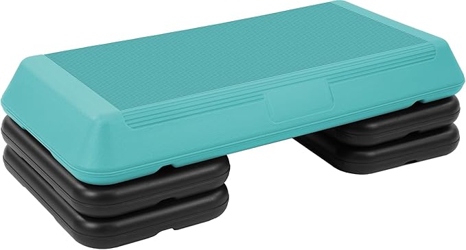 Step Aerobic Platform, Exercise Step with 5 levels Adjustable Height, 4 Stackable Risers, Fitness Training Workout Stepper for Home Gym, Cardio Strength, Multiple Options