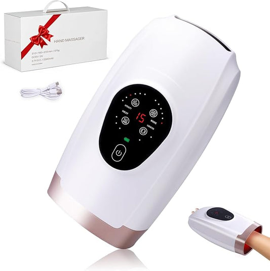 Hand Massager with Heat and Compression – 6 Intensities, 6 Massage Modes, 3 Heat Levels, 2 Vibration Modes, Hand & Wrist Pain Relief for Arthritis & Carpal Tunnel, Relaxing Gift for Women & Men