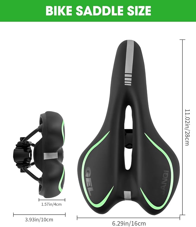 Comfortable Bike Seat for Men & Women, Waterproof Bicycle Seat, Breathable Mountain Bike Saddle, Gel Bicycle Saddle for MTB, BMX, Road Bike, City Bikes, Exercise Bikes