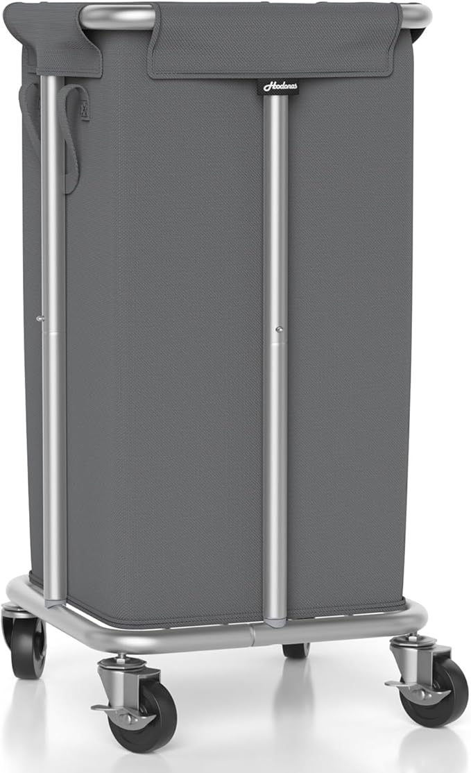 115L Laundry Basket with Wheels, 30 Gal. Rolling Laundry Hamper, Removable and Machine Washable Liner, Steel Frame, Tall Laundry Cart for Laundry Room, Bedroom, Bathroom, Dorm Storage -Gray
