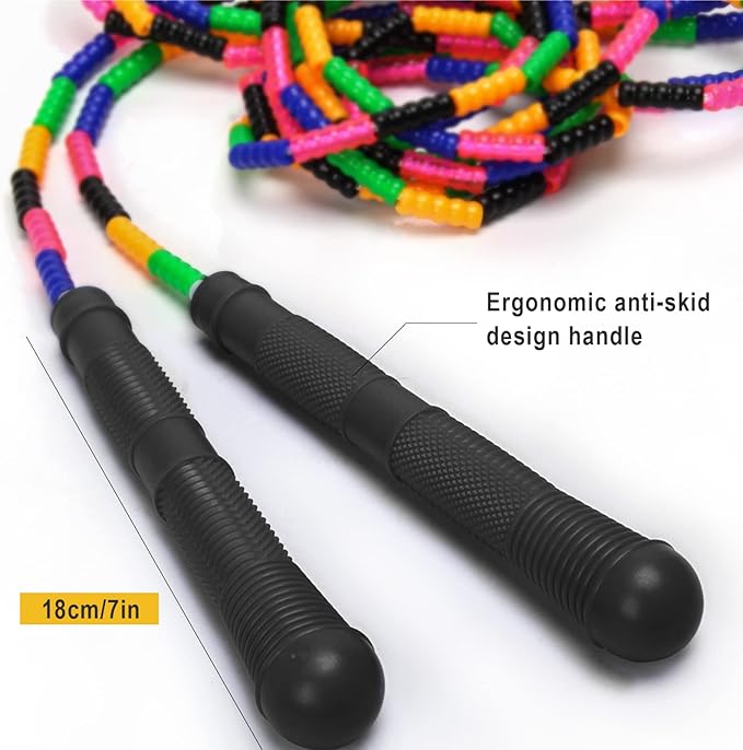 Coolrunner 16 FT Long Jump Rope(2 PACK), Double Dutch Jump Ropes, Soft Beaded Skipping for Kids Adults, Plastic Segmented Long Enough for 4-5 Jumpers