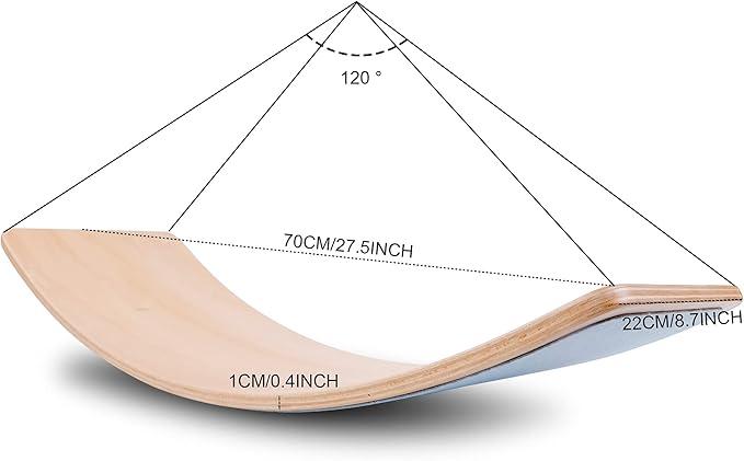 Glintoper 27.5-Inch Wooden Wobble Balance Board - Kid-Friendly Yoga and Body Training Toy