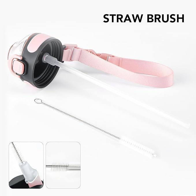 Enerbone 24 oz Insulated Water Bottle, Stainless Steel Bottle with Carrying Strap, Double-Wall Vacuum Insulation Design, Leakproof Sports Bottle with Straw, Keep Drinks Cold or Hot for Hours