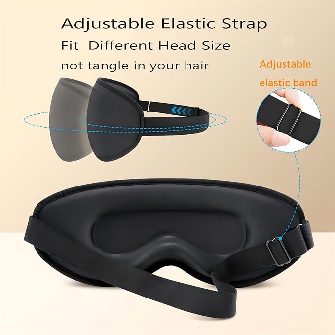 Sleep Mask for Side Sleeper, 3D Contoured Blackout Sleeping Mask,Breathable Sleep Masks for Women Men,Eye Masks for Sleep,Adjustable Eye Cover Blindfold with lash Extensions for Trave,Nap,Night Work