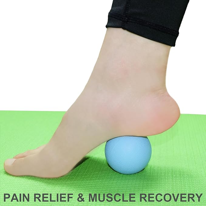 Hard Lacrosse Ball Massage Ball Therapy. Firm Trigger Point Massager Tool for Deep Tissue Yoga Physiotherapy Myofascial Release Muscle Relax Plantar Fasciitis Pain Relief (2 Pack) (Blue)