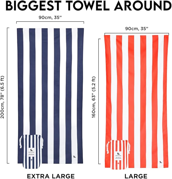 Dock & Bay Beach Towel - Quick Dry, Sand Free - Compact, Lightweight - 100% Recycled - Includes Bag - Cabana - Set H (4), Large (160x90cm, 63x35)