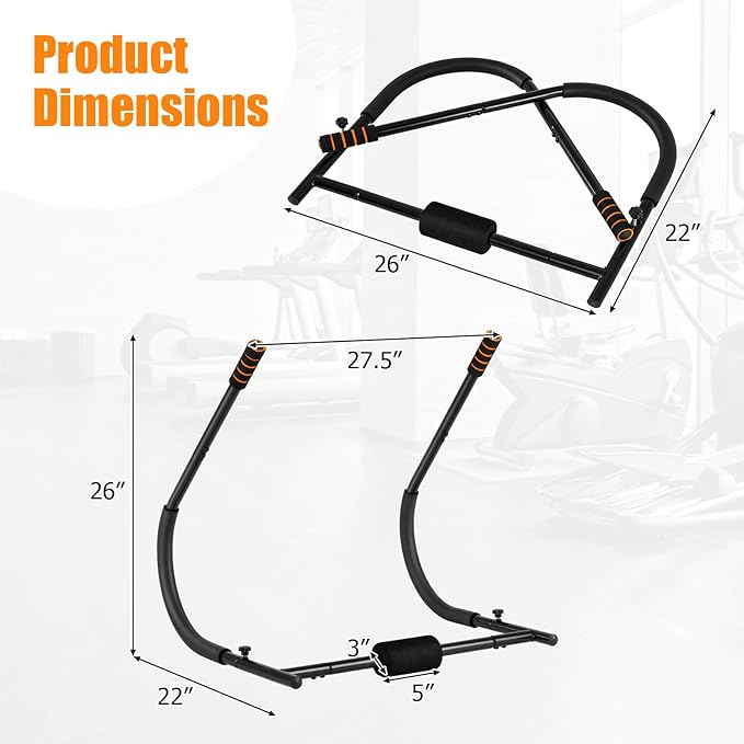 GYMAX Ab Machine, 330lbs Ab Cruncher for Stomach Workout with Head Protector, Padded Grips & Foam Edge, Easy Assembly Fitness Ab Trainer, Sit Up Assistant Push Up Stands, Multifunctional Home Gym Addition