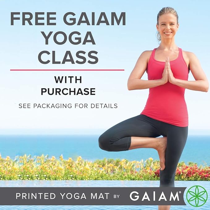 Gaiam Yoga Mat - Premium 5mm Solid Thick Non Slip Exercise & Fitness Mat for All Types of Yoga, Pilates & Floor Workouts (68" x 24" x 5mm)