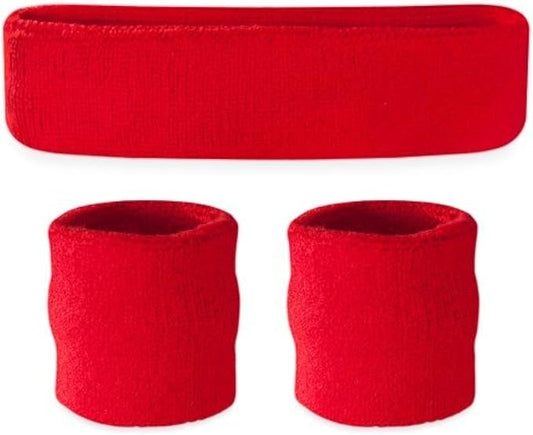 Suddora Sweatbands Set, Moisture Wicking 2 Wristbands and 1 Headband, Breathable Terry Cloth Athletic Bands for Basketball, Tennis, Yoga, Gym, Sweat Bands for Costumes and Cosplay