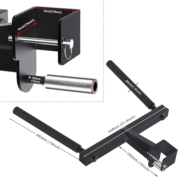 SELEWARE Y-Shaped Dip Bar for 2"x2" or 3"x3" Power Rack with 5/8" or 1" Holes, Heavy Duty Dip Bar Attachment with Non-Slip Grips, Squat Rack Accessories for Home Gym Strength Training