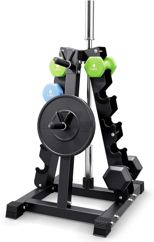 YOLEO Dumbbell Rack - 3 Tier & 5 Tier Compact Weight Rack for Dumbbell, Kettlebell, Barbell, Heavy Duty Weight Storage Organizer, Space-Saving Dumbbell Storage Stand Holder for Home Gym - 1100LBS Capacity (Rack Only)