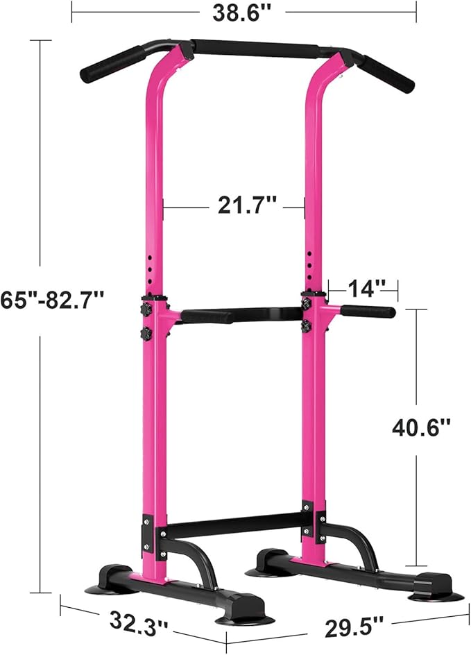 SogesHome Power Tower Pull Up Bar and Dip Station Adjustable Height Dip Stand Multi-Functional Strength Training Fitness Workout Station