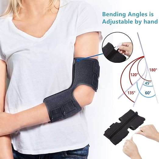 Elbow Brace Support Splint for Cubital Tunnel Syndrome and Arthritis Pain Relief , Adjustable Angle Stabilizer Brace ,Prevent Excessive Bending at night,Fits left and right Arms for Woman and Man- L