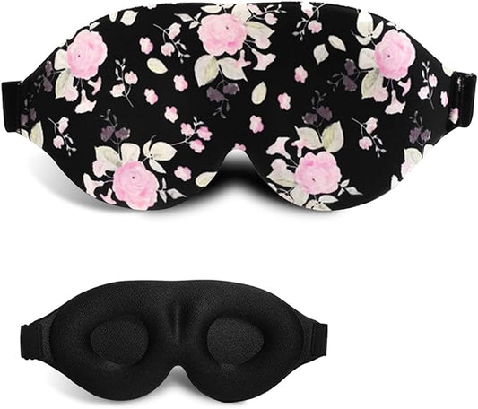 3D Sleep Mask, 100% Blackout 3D Contoured Sleep Eye Mask, Comfortable & Super Soft Sleeping Mask with Adjustable Straps for Women, Men, Sleeping Travel Yoga Naps (Peony Flower - Pack of 1)