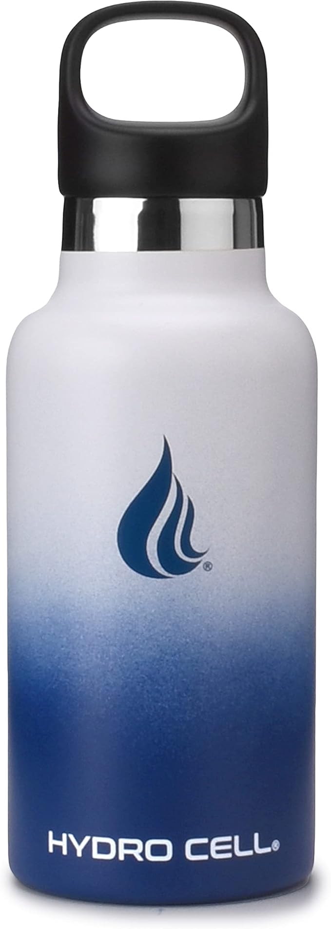 HYDRO CELL Stainless Steel Water Bottle with Straw & 2 Standard Mouth Lids (32oz 24oz 20oz 16oz) Keeps Liquids Hot or Cold w/Double Wall Vacuum Insulated Leak Proof Sport Design (Navy/White 16oz)