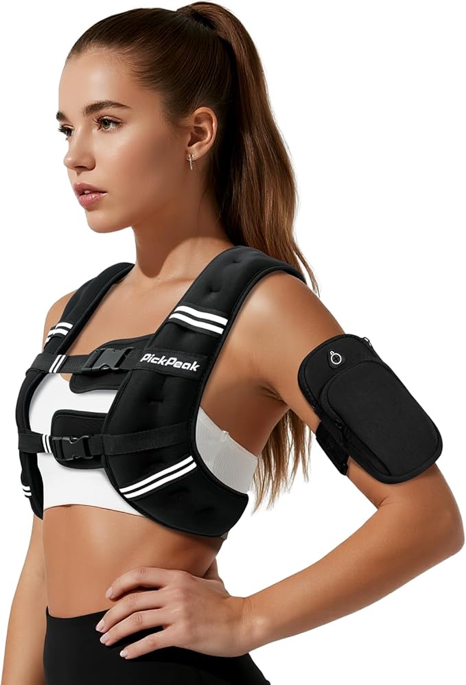 Weighted Vest for Woman Man 5lb/6lb/8lb/12lb/15lb/20lb/25lb/30lb Weighted Vest for Walking, Strength Training Weight Vest with Adjustable Buckle Detachable Phone Pouch for Running Workout