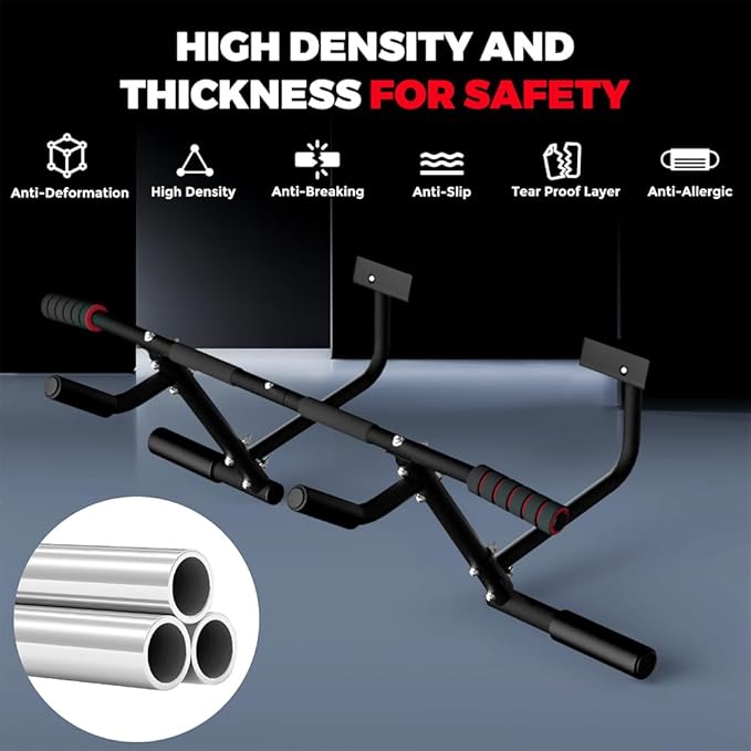 ONETWOFIT 2025 Upgrade Multi-Grip Pull Up Bar for Doorway - 460 lbs Heavy Duty Chin-Up Bar for Home Gym Exercise, Door Frame Pull Up Bar for Almost All Doors