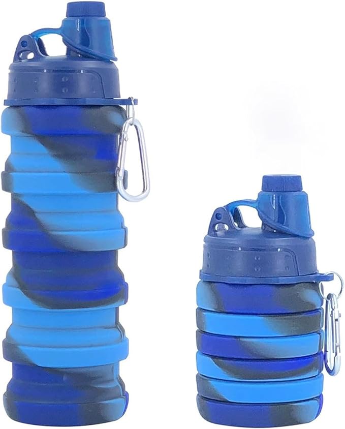 Collapsible Water Bottles Travel water bottle Sports Portable Sport Water Bottle Reusable Water Bottles comes with mountaineering Buckle 500ml silicone Water-proof camping water bottle