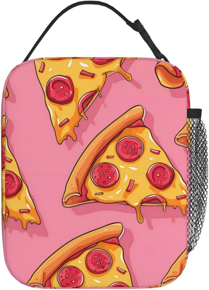 Insulated Lunch Box for Women Men, Pizza Theme Lunch Box Reusable Portable Lunch Bag Cooler Tote Waterproof Lunch Container for Office Picnic Work Travel