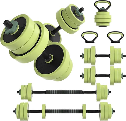 Adjustable Dumbbell Set 22/42/62LBS, 5-in-1 Free Weight Dumbbell Set Used as Dumbbell，Kettlebell,Barbell, Push-Up Stand,Weight Plate, Iron Sand Weights Set with Connector ,Fitness Exercises for Home Gym Suitable Men/Women