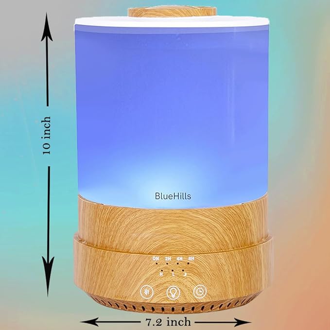BlueHills Premium 2500 ML XL Essential Oil Diffusers for Large Room Aromatherapy Fragrance Diffuser Humidifier Combo High Mist Large air Diffuser for Essential Oils for Home Light Wood Grain F005