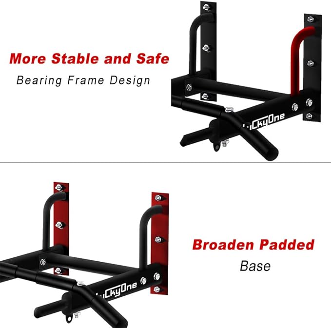 Wall Mount Pull Up Bar, Heavy Duty Steel Joist Mount Chin Up Bar, Pull-Up Bar With Wood Mount and Wall Mount Screws