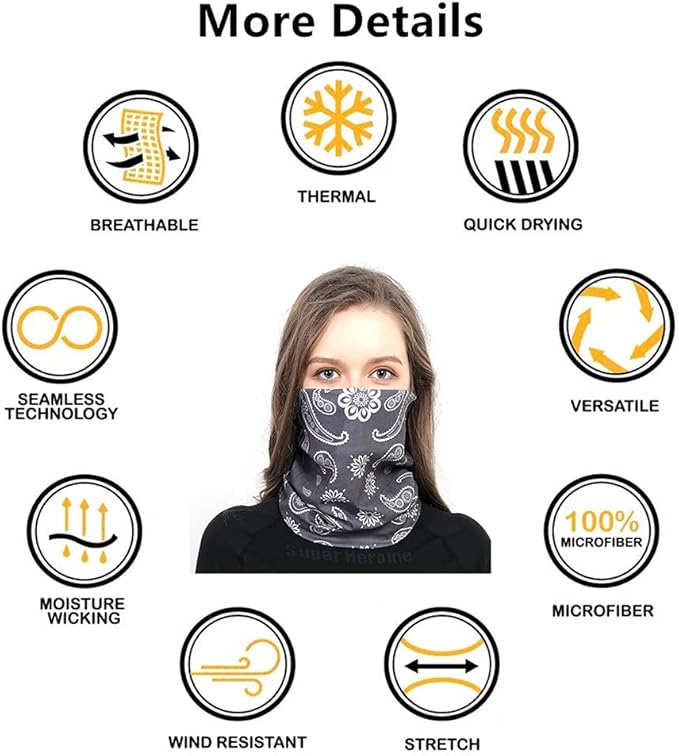 Headband Neck Gaiter Head Wrap Headwear Face Mask Magic Scarf Bandana for Men and Women
