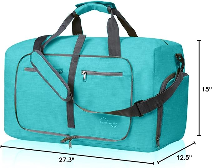 Felipe Varela Duffle Bag with Shoes Compartment and Adjustable Strap,Foldable Travel Duffel Bags for Men Women,Waterproof Duffel Bags