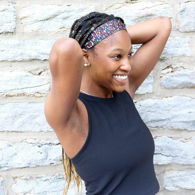 Sweaty Bands Womens Girls Headband - Non-Slip Velvet-Lined Fitness Hairband - Confetti 1.5-Inch