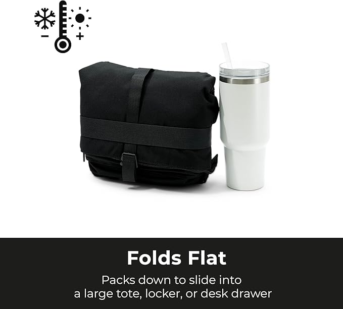 Dual Compartment Insulated Lunch bag, with 2 Leakproof Compartments & Roll-top, 13L lunchbox for work (Black)