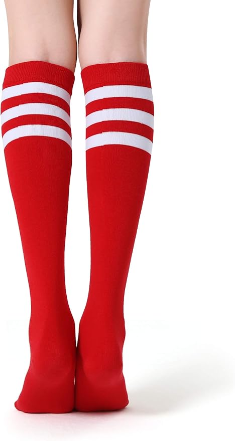 FITRELL Women's Knee High Socks Outdoor Sport Athletic Socks Casual Stripe Tube Socks 1-4 Pack