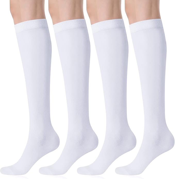 FITRELL Women's Knee High Socks Outdoor Sport Athletic Socks Casual Stripe Tube Socks 1-4 Pack