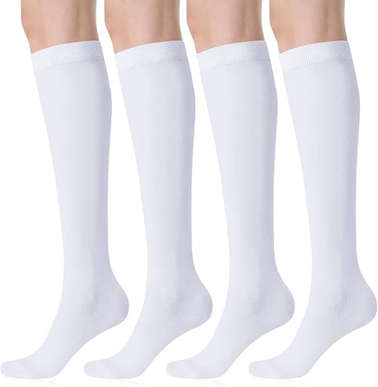 FITRELL Women's Knee High Socks Outdoor Sport Athletic Socks Casual Stripe Tube Socks 1-4 Pack