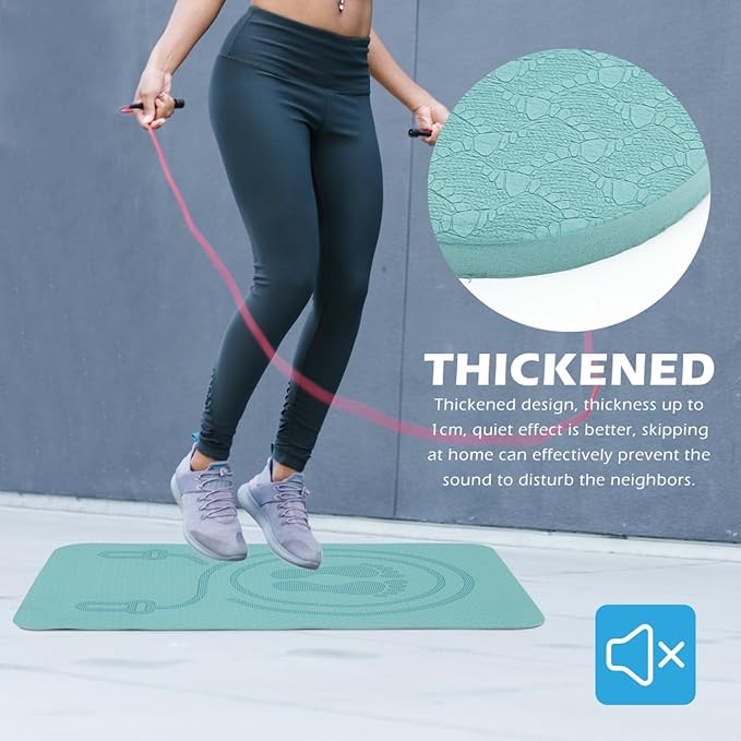Kisangel Multi-function Non- Tpe Skipping Mat for Household Workout Shock-absorbing Exercise Pad for Boys and Girls Jump Rope Indoor Fitness