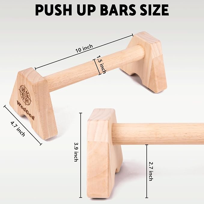 Premium Wooden Push Up Bars,Parallettes Bars for Calisthenics,Push Up Handles,Calisthenics Equipment for outdoor&home,Complete Push-Up Workout Kit,Solid rubber wood