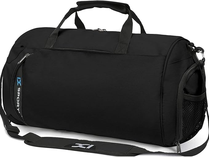 INOXTO Small Sports Gym Bag，Travel Duffel Bag with Dry Wet Pocket and Shoes Compartment for Women and Men，35L Waterproof Weekender Fitness bag For Swim Sports Travel Working Out (black)