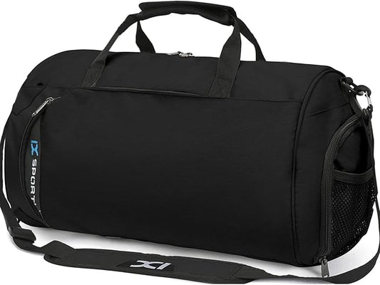 INOXTO Small Sports Gym Bag，Travel Duffel Bag with Dry Wet Pocket and Shoes Compartment for Women and Men，35L Waterproof Weekender Fitness bag For Swim Sports Travel Working Out (black)