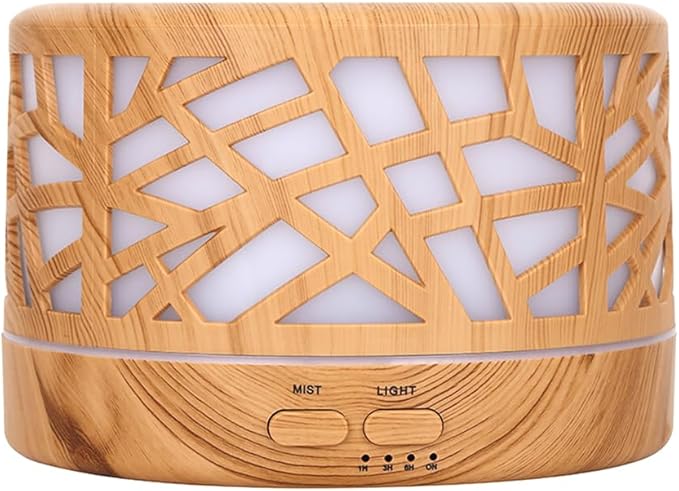Wild Essentials 700ml Designer Large Room Essential Oil Diffuser, 5 in 1 Ultrasonic Aromatherapy Vaporizer Cool Mist Humidifier, Home, Office Bedroom, Timer Auto-Off, 7 Color LED, Light Wood Branches