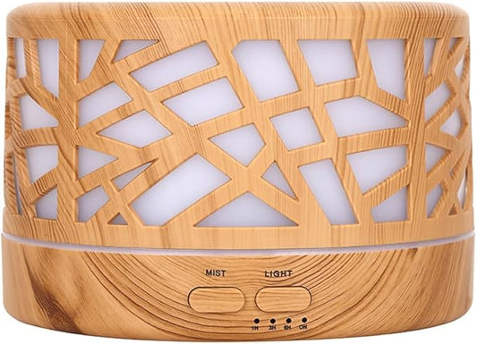 Wild Essentials 700ml Designer Large Room Essential Oil Diffuser, 5 in 1 Ultrasonic Aromatherapy Vaporizer Cool Mist Humidifier, Home, Office Bedroom, Timer Auto-Off, 7 Color LED, Light Wood Branches