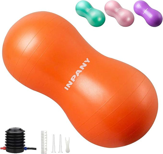 INPANY Peanut Ball - Anti Burst Exercise Ball for Labor Birthing, Physical Therapy for Kids, Core Strength, Flexible Seating, Home & Gym Fintness, Sensory Chair Wiggle Seat for Boys and Girls