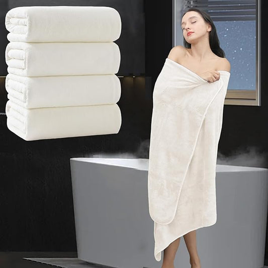 Extra Large Bath Sheet 4 Piece (35"x70")-Ultra Soft Oversized Bath Towel,Bath Sheet Towel Set for Bathroom Hotel,Plush Highly Absorbent Quick Dry Shower Towel Set for Adults,Bathroom Towel-Cream