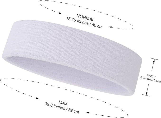 ONUPGO Sweatband Headbands for Men & Women -12PCS Sports Headbands Moisture Wicking Athletic Cotton Terry Cloth Headband for Tennis,Basketball,Football,Gym,Working Out