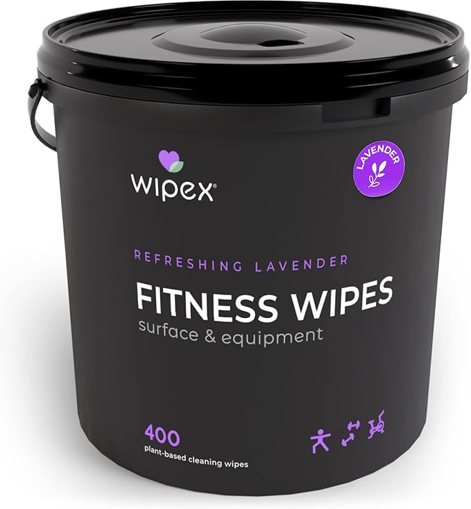 Wipex Gym Wipes - Natural Fitness Equipment Wipes, Plant-Based Cloth with Lavender & Vinegar, All-Purpose Cleaner - Safe to Use on Peloton Bikes & Yoga Mats, 400 Count