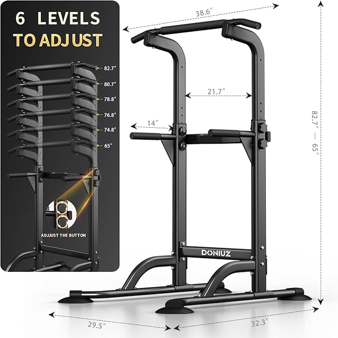 Power Tower Pull Up Bar and Dip Station, Multi-Function Home Gym, Strength Training Fitness Equipment, Height Adjustable