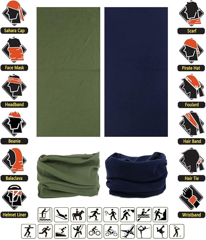 Headband Neck Gaiter Head Wrap Headwear Face Mask Magic Scarf Bandana for Men and Women