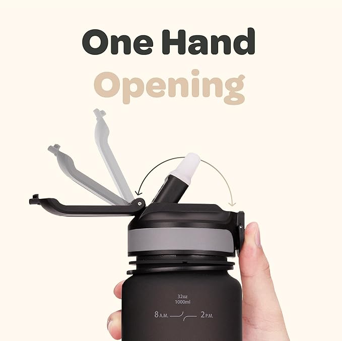 Hydracy Water Bottle with Time Marker -Large BPA Free Water Bottle & No Sweat Sleeve -Leak Proof Gym Bottle with Fruit Infuser Strainer & Times to Drink -Ideal for Fitness Sports & Outdoors